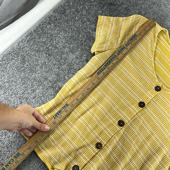 NY Collection Short Sleeve Blouse Shirt Tie Front Button Yellow Pattern Women XL - Picture 8 of 8